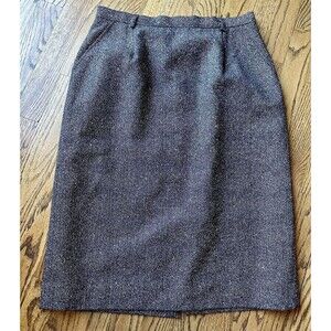 Vtg‎ 90s Pendleton Womens 8 Wool Blend Black White Tweed Pocket Pencil Skirt EUC